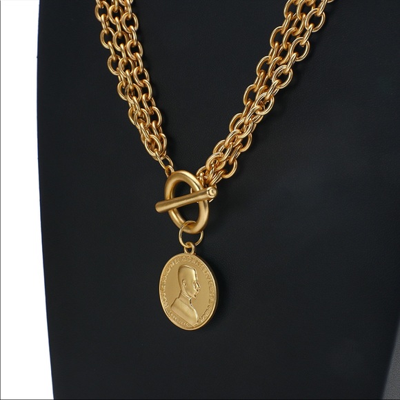 NEW 18K MULTI LAYERED COIN LONG PENDANT NECKLACE, NICE NECKLACE, CUTE NECKLACE - Picture 6 of 7